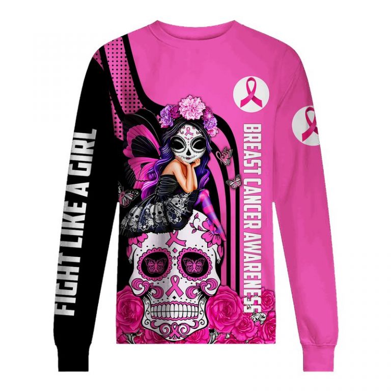 Fight Like A Girl Breast Cancer Awareness 3D Hoodie And Tshirt2