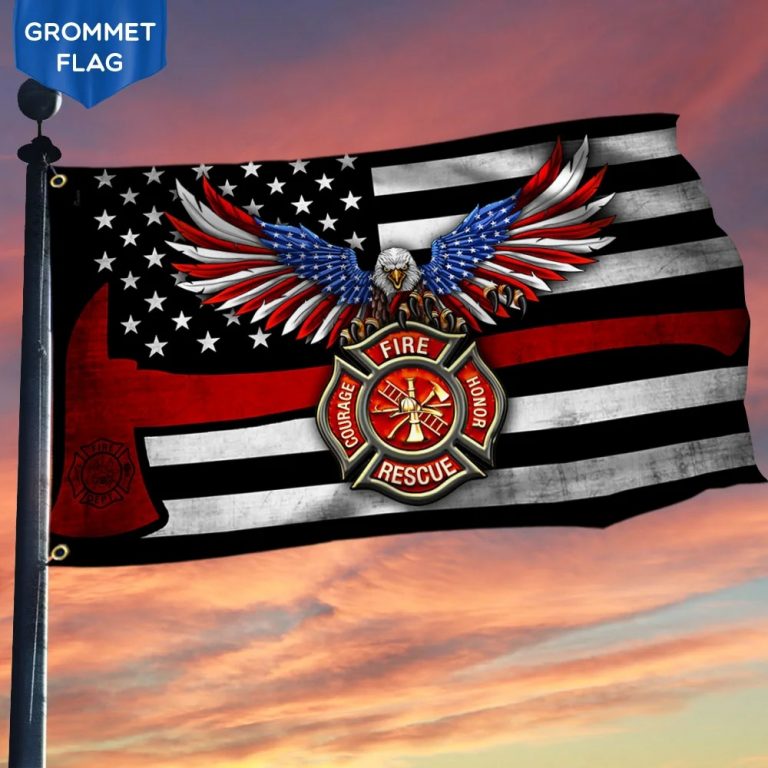 Firefighter Eagle American The Thin Red Line Flag 1