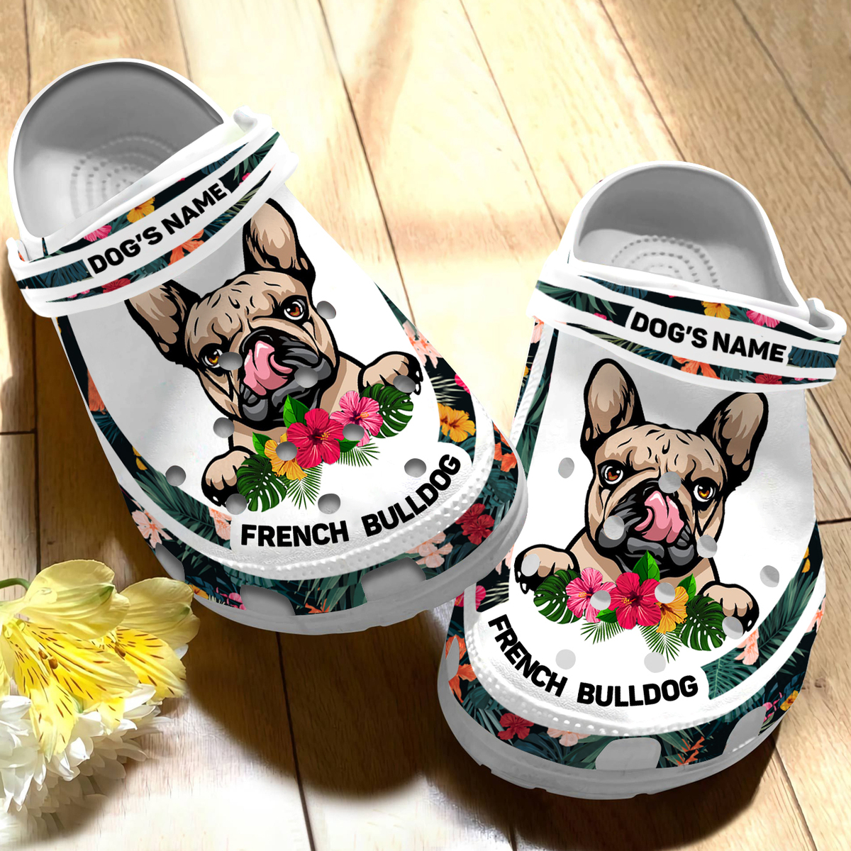 French Bull dogs custom name crocband clog shoes 4 French Bull dogs custom name crocband clog shoes 3