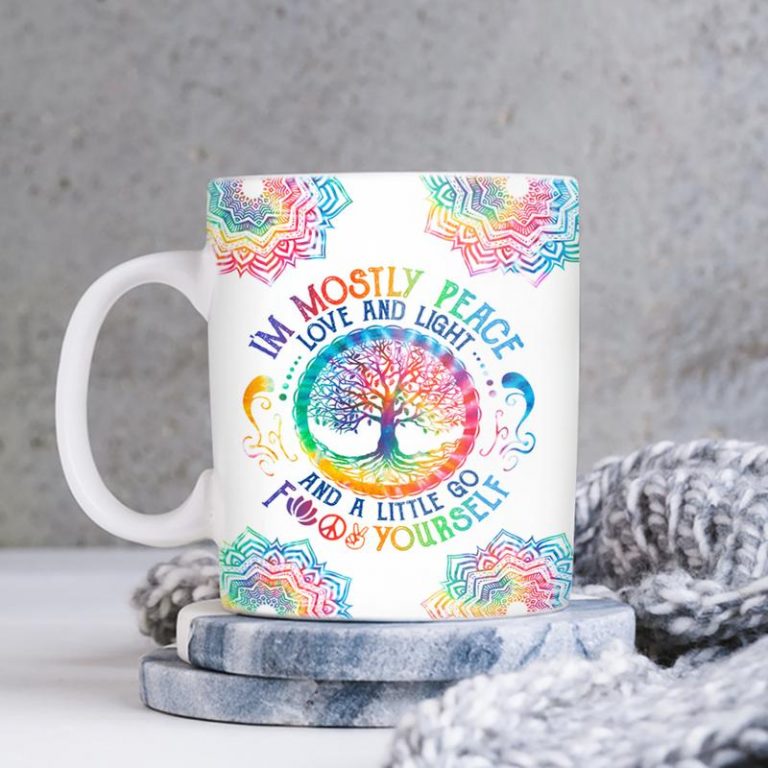 Gnome Tie Dye Hippie Peace Im mostly peace love and light mug 4