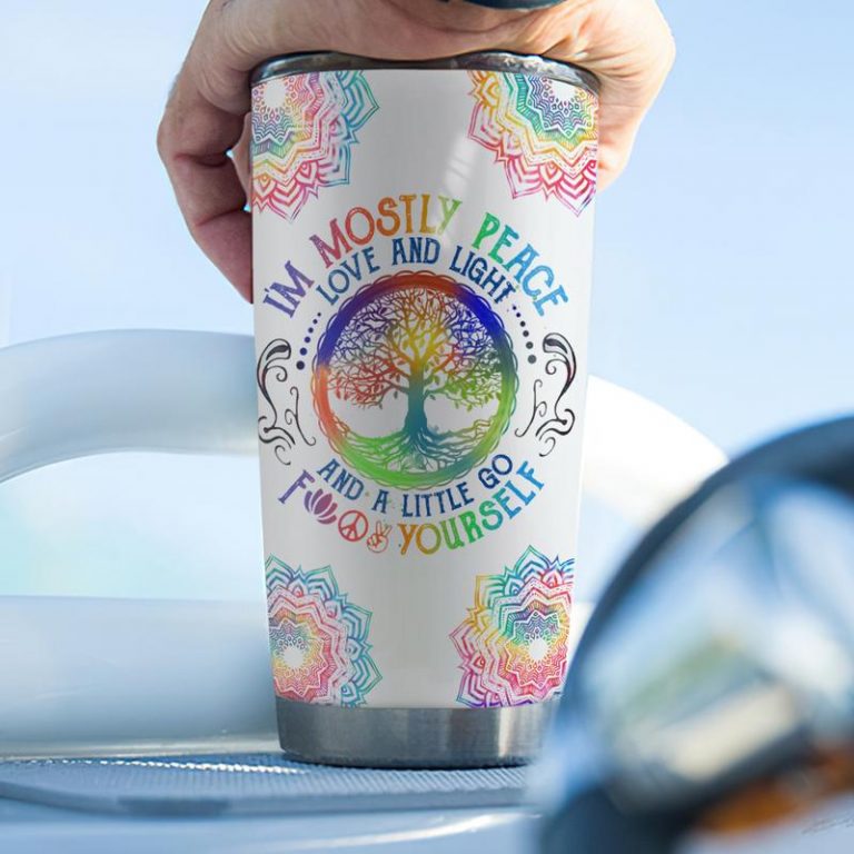 Gnome Tie Dye Hippie Peace Im mostly peace love and light tumbler 4