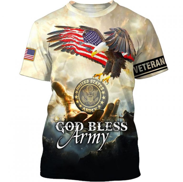 God Bless Army Veteran Eagle 3d shirt hoodie 3