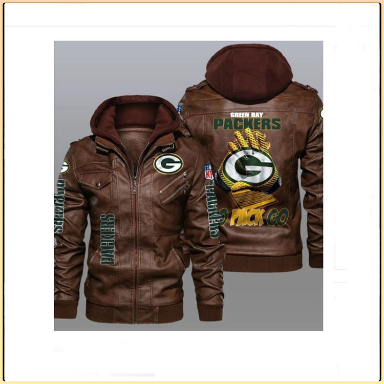 Green Bay Packers Go Pack Go Leather Jacket