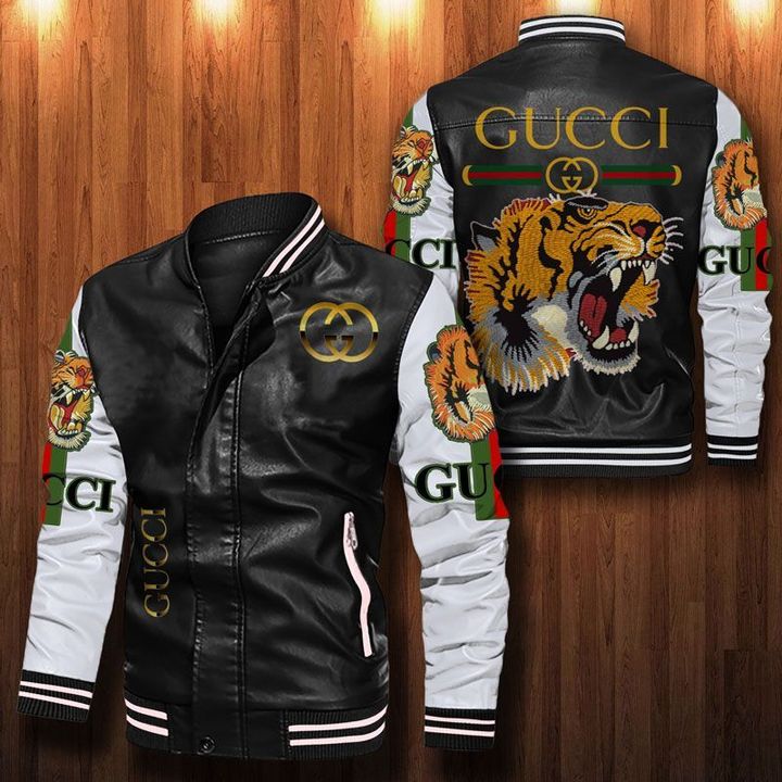 opleggen Rang Resistent Gucci Tiger Leather Bomber Jacket • Kybershop