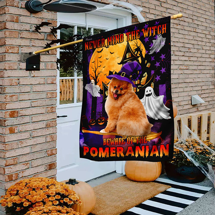 Halloween Ghost Never Mind The Witch Beware Of The Pomeranian Flag
