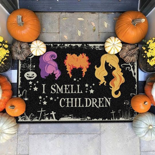 Halloween Hocus Pocus I smell children doormat 3 Halloween Hocus Pocus I smell children doormat 2