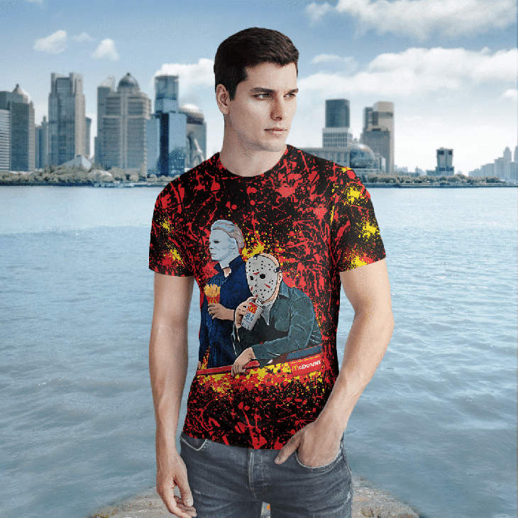 Halloween Mcdonald's Jason Voorhees Michael Myers 3d shirt 3 Halloween Mcdonalds Jason Voorhees Michael Myers 3d Tshirt1