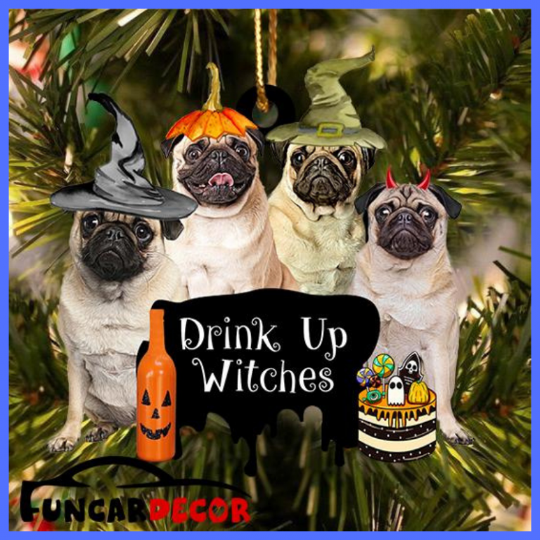 Halloween pug drink up witches ornament 3
