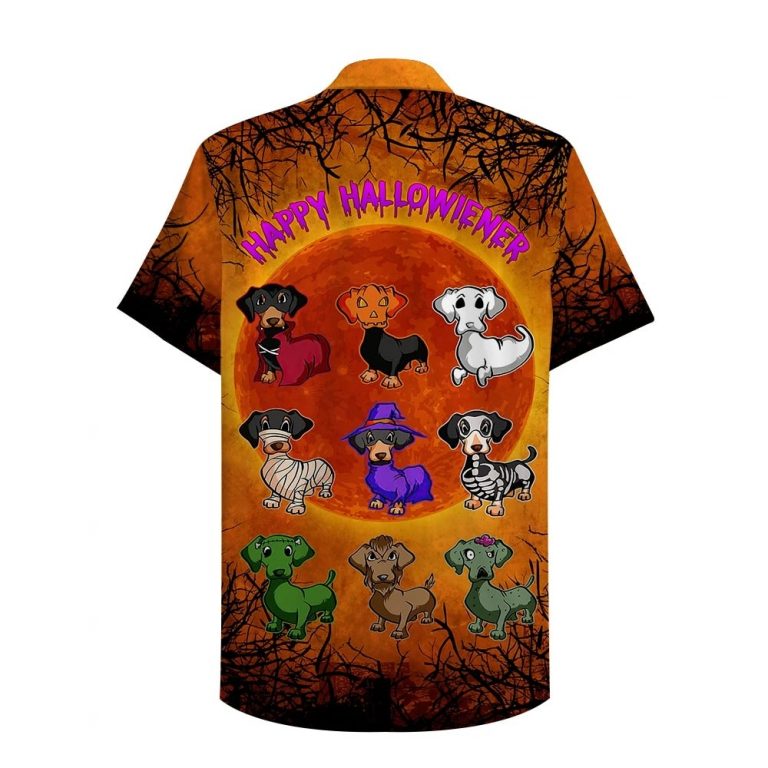 Happy Hallowiener Dachshund bat hawaiian shirt 3