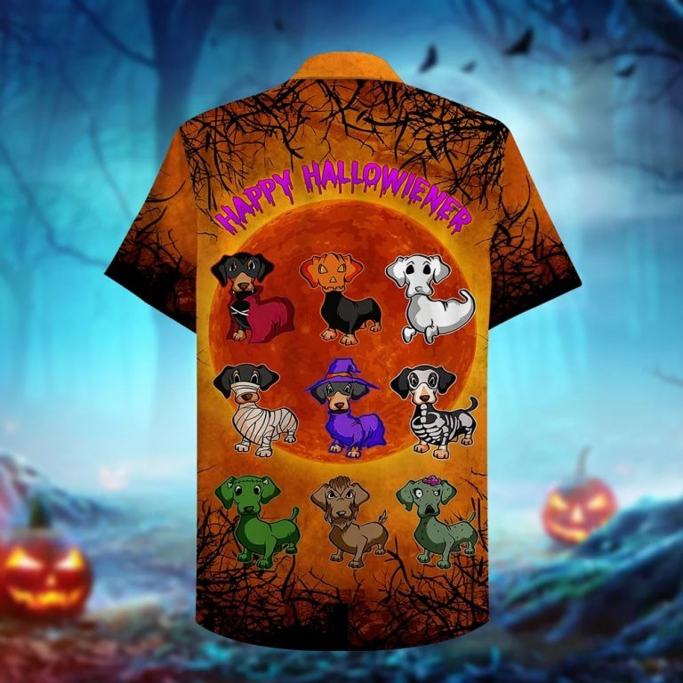 Happy Hallowiener Dachshund bat hawaiian shirt 4