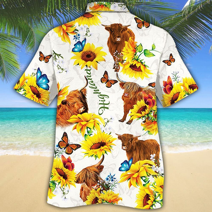 Highland Cattle SunFlower Hawaiian Shirt 3 Highland Cattle Lovers Sun Flower Hawaiian Shirt1