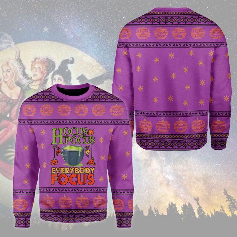 Hocus Pocus pumpkin magic pot everybody focus Ugly Sweater 1