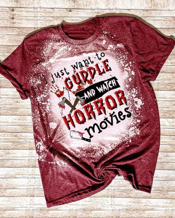 I Just Want To Cuddle and Watch Horror Movies bleach T shirt 1