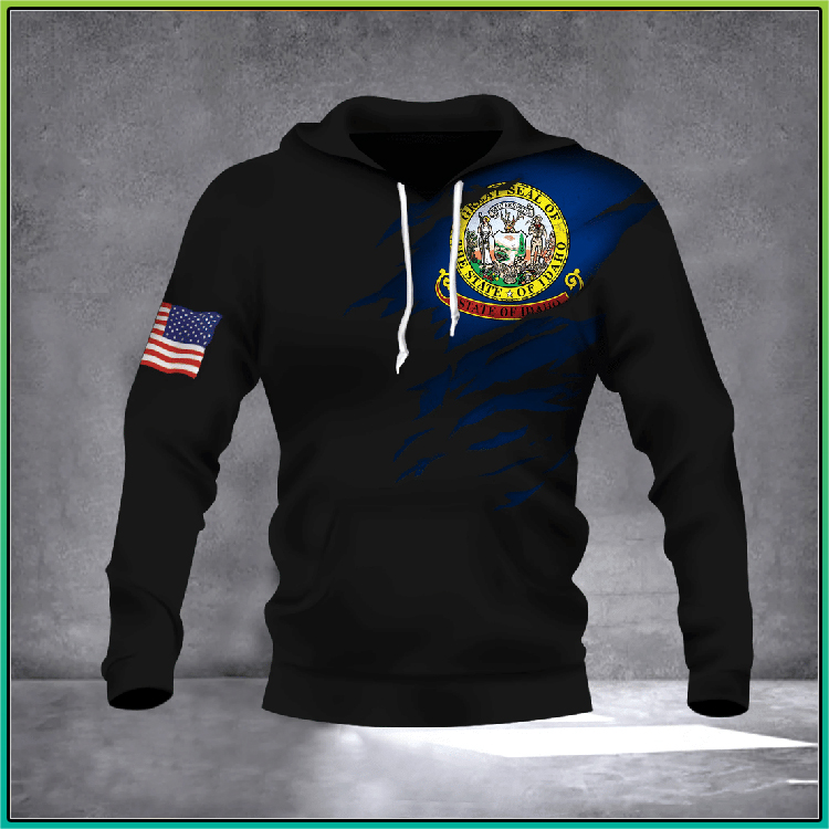 Idaho State Flag And American Flag 3D Hoodie1