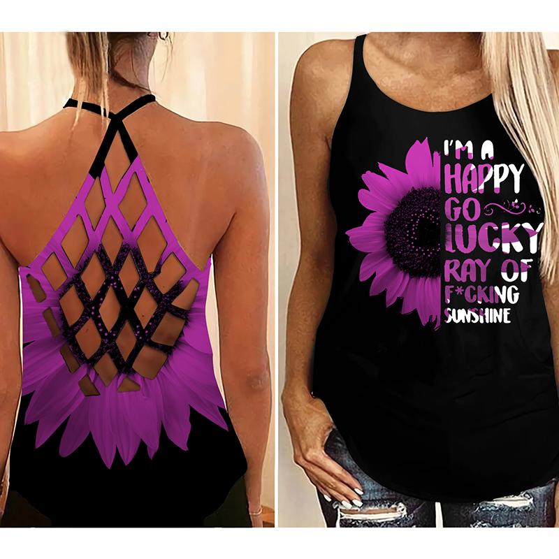 I'm Happy Go Lucky Ray of Fucking Sunshine criss cross tank top 4 Im Happy Go Lucky Ray of Fucking Sunshine criss cross tank top 3