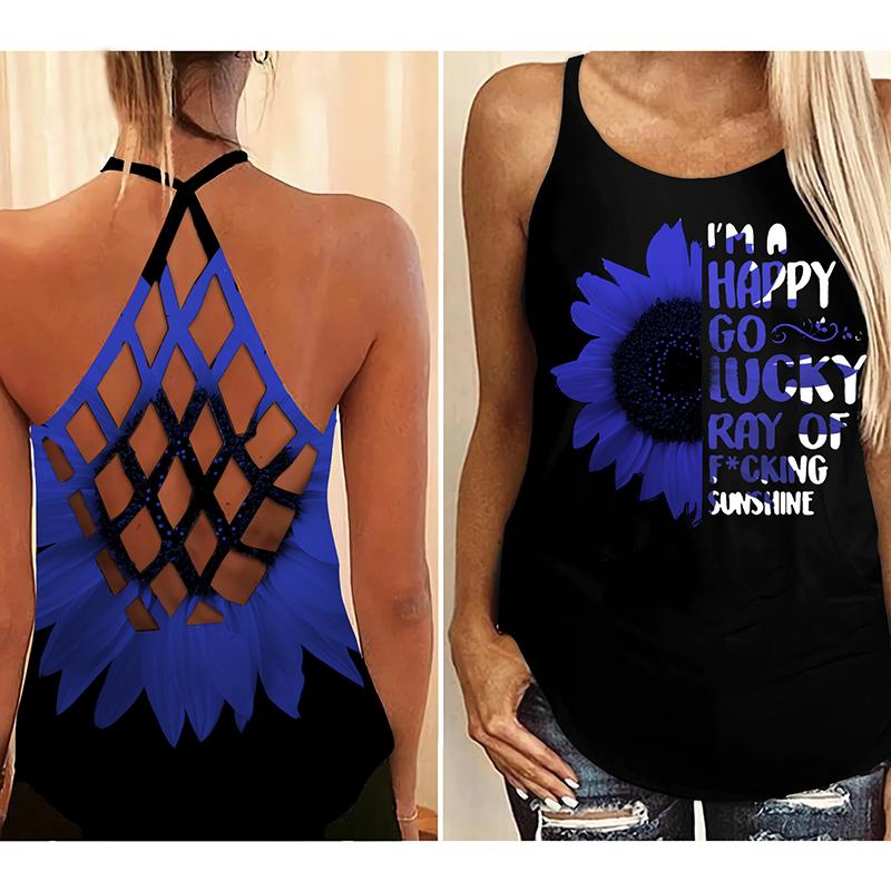 I'm Happy Go Lucky Ray of Fucking Sunshine criss cross tank top 5 Im Happy Go Lucky Ray of Fucking Sunshine criss cross tank top 4