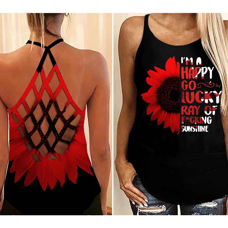 I'm Happy Go Lucky Ray of Fucking Sunshine criss cross tank top 6 Im Happy Go Lucky Ray of Fucking Sunshine criss cross tank top 5