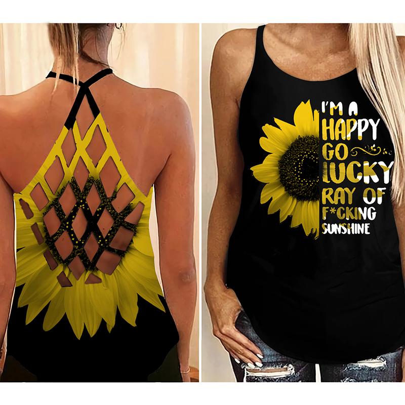 I'm Happy Go Lucky Ray of Fucking Sunshine criss cross tank top 7 Im Happy Go Lucky Ray of Fucking Sunshine criss cross tank top