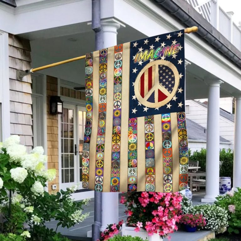 Imagine Peace Sign Hippie Flag