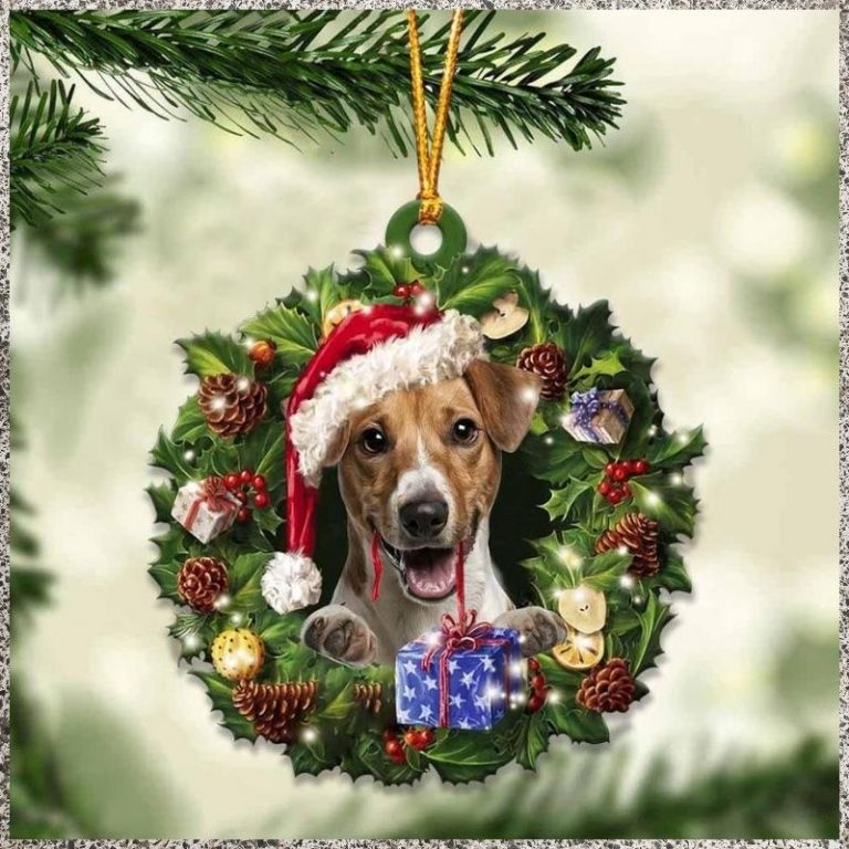 Jack Russell Terrier and Christmas gift ornament 2
