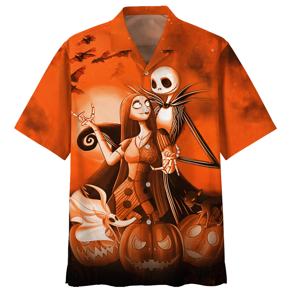 Jack Skelington and Sally pumpkin Halloween night 3d shirt hoodie 2 Jack Skelington and Sally pumpkin Halloween night 3d shirt hoodie 1
