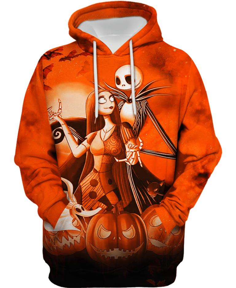 Jack Skelington and Sally pumpkin Halloween night 3d shirt, hoodie Jack Skelington and Sally pumpkin Halloween night 3d shirt hoodie