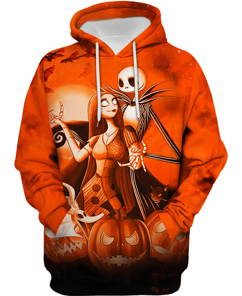 Jack Skelington and Sally pumpkin Halloween night 3d shirt hoodie 7 Jack Skelington and Sally pumpkin Halloween night 3d shirt hoodie
