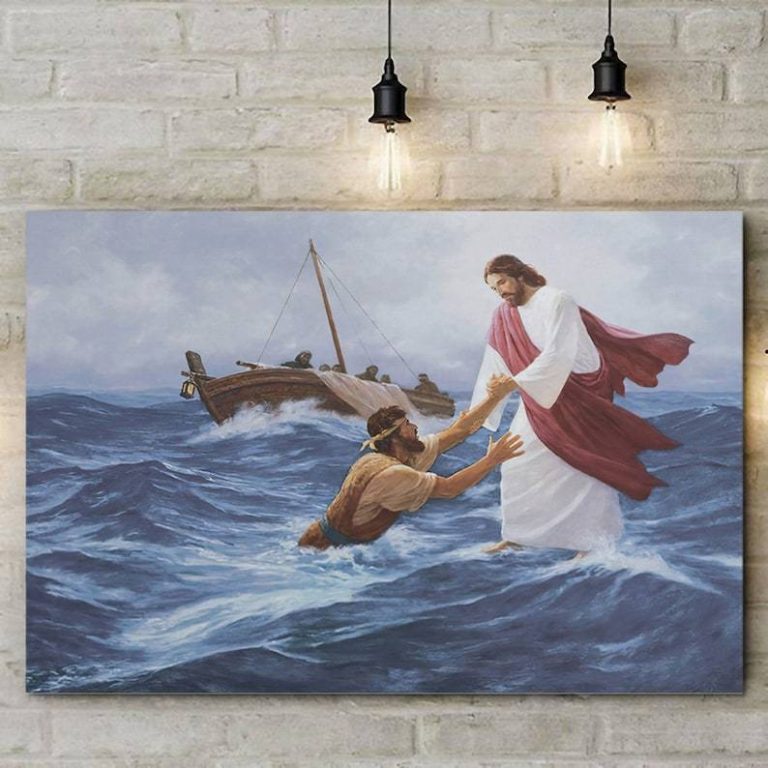 Jesus Christ Walking On Water poster canvas 1