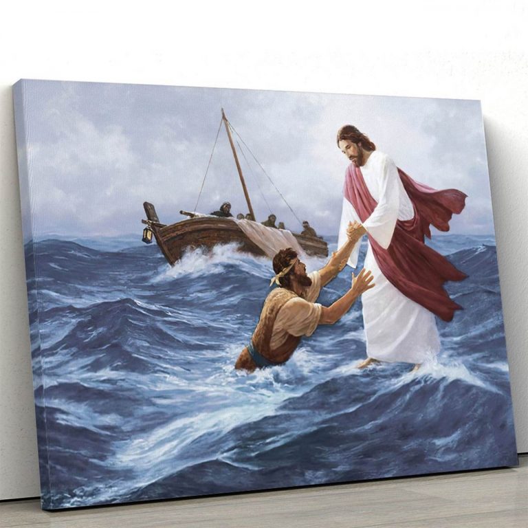 Jesus Christ Walking On Water poster canvas 2