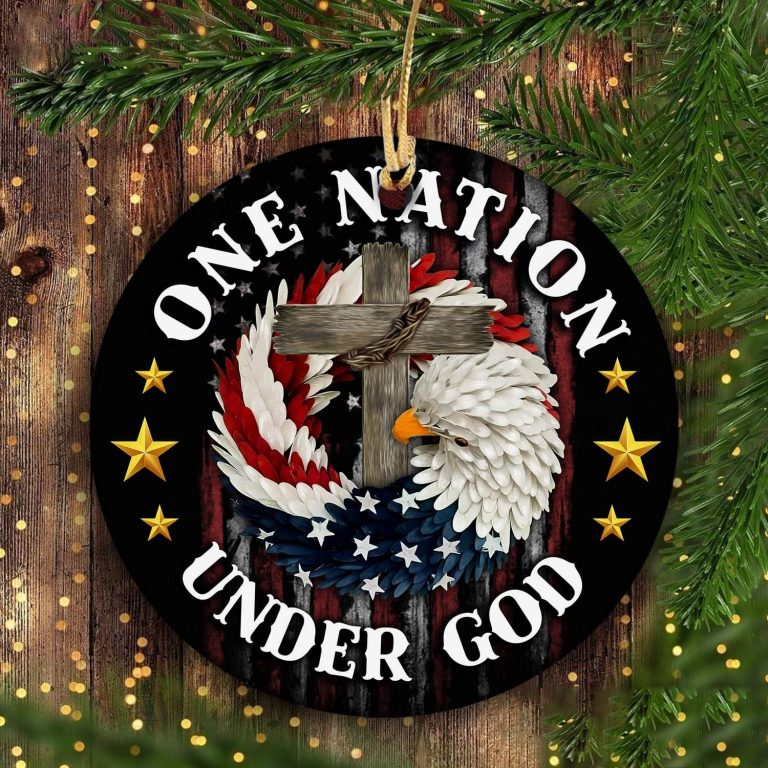 Jesus Eagle one nation under God hanging ornament