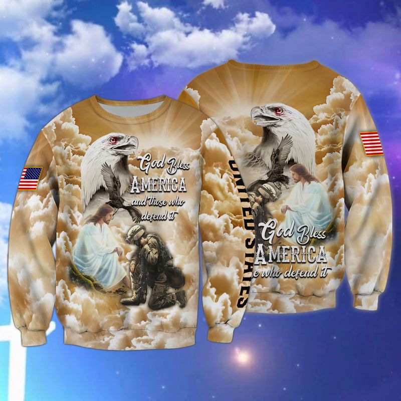 Jesus veteran ealge god bless America and those who defend it 3d shirt, hoodie 4 Jesus veteran ealge god bless America and those who defend it 3d shirt hoodie 3
