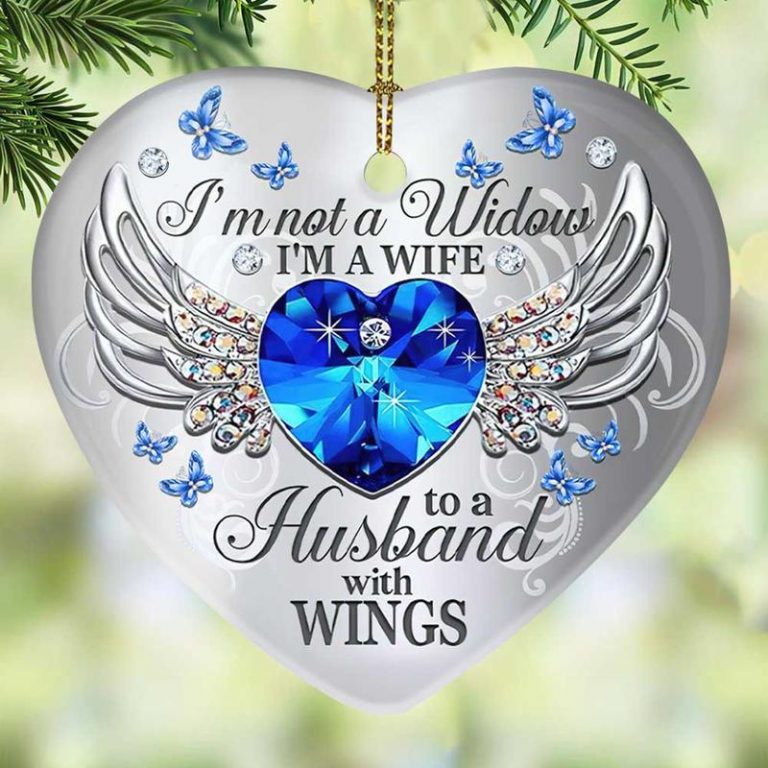 Jewelry wings i'm not a widow i'm a wife to a husband with wings heart ornament 2 Jewelry wings im not a widow im a wife to a husband with wings heart ornament 2