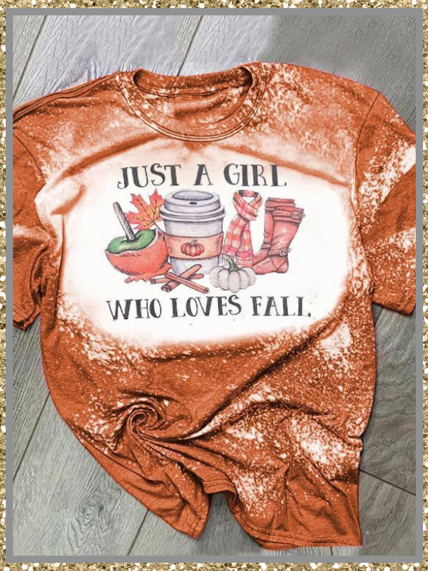 Just a girl who love fall bleach T shirt 2 Just a girl who love fall bleach T shirt 1