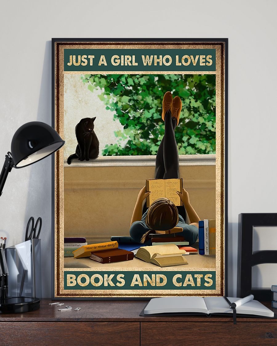 Just a girl who loves books and cats poster 1 Just a girl who loves books and cats poster