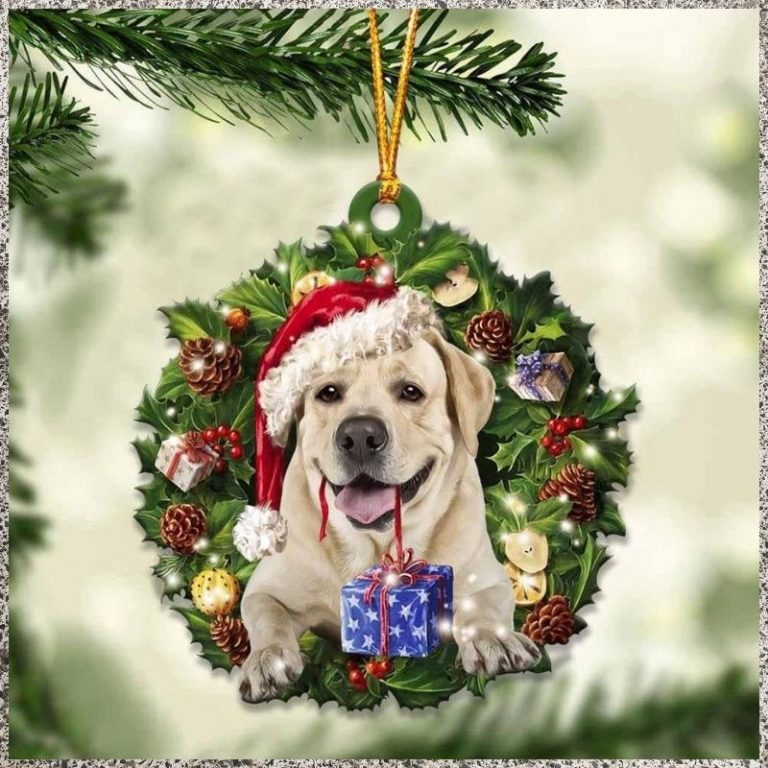 Labrador Retriever and Christmas gift ornament 1