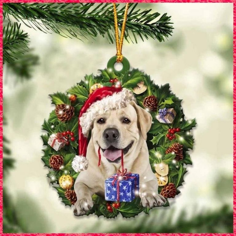 Labrador Retriever and Christmas gift ornament 2
