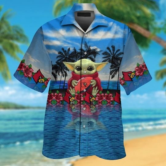 Louisville Cardinals Baby Yoda Hawaiian Shirt Short1
