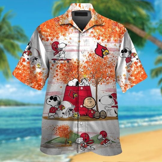 Louisville Cardinals Snoopy autumn hawaiian shirtshort1