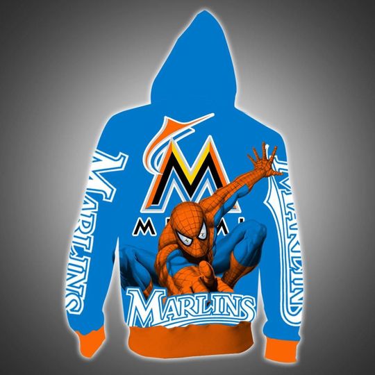 Miami marlins Spider Man 3d hoodie1