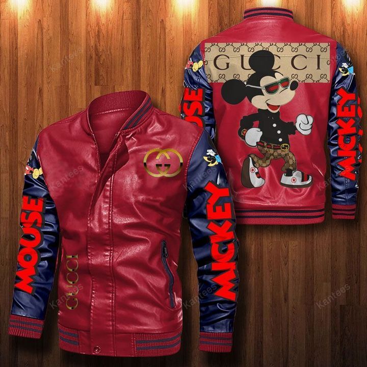 Mickey Gucci Leather Bomber Jacket 2
