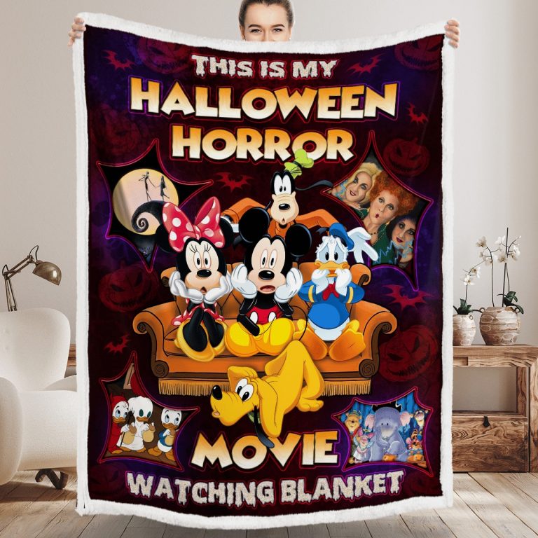 Mickey Mouse and friends this is my Halloween horror movie watching blanket