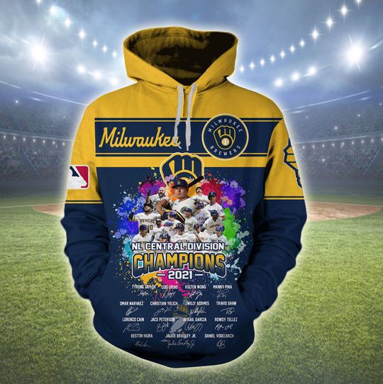 Milwaukee Brewers NL central division champion 2021 3d shirt, hoodie 2 Milwaukee Brewers NL central division champion 2021 3d shirt hoodie 1