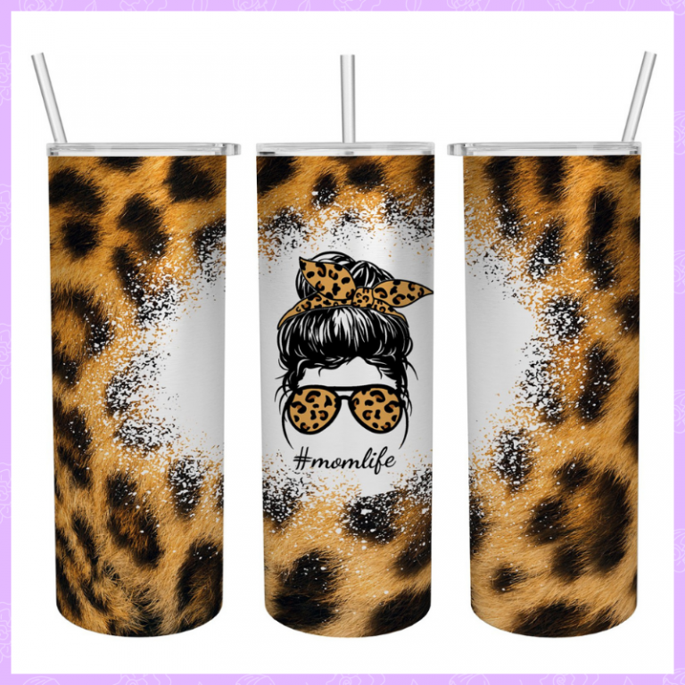 Momlife Leopard skinny tumbler 2
