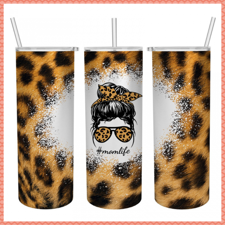 Momlife Leopard skinny tumbler 3