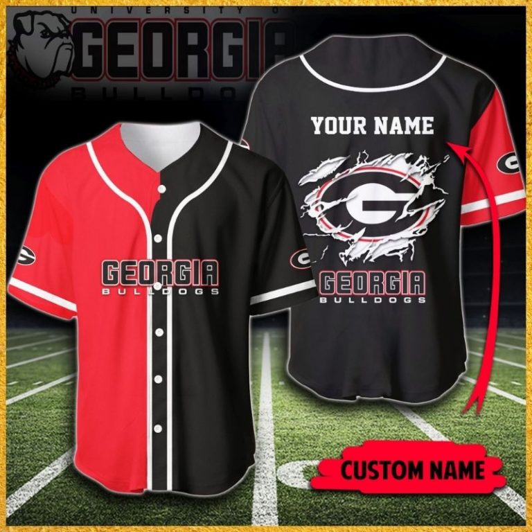 NFL Georgia Bulldogs Baseball custom personalized name Baseball Jersey 1