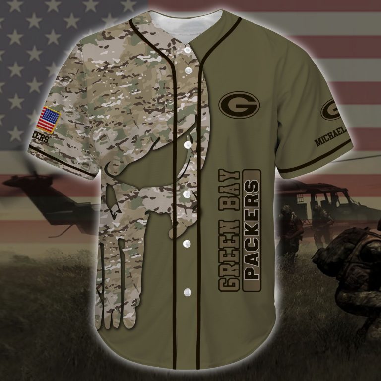 NFL Green Bay Packers Punisher skull custom personalized name baseball jersey 1
