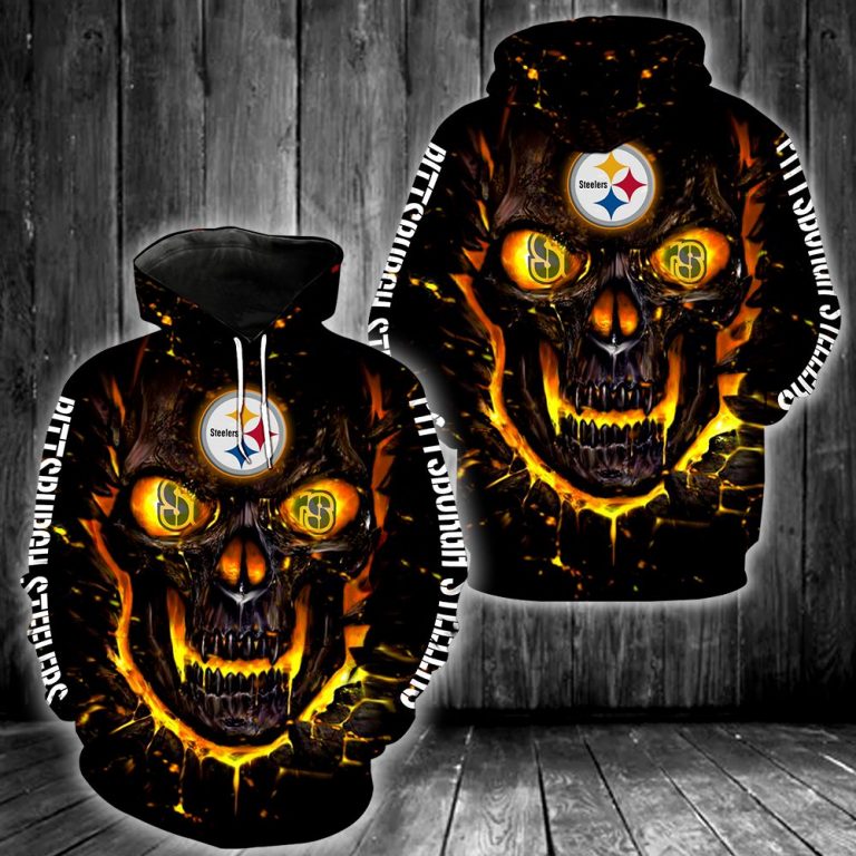 NFL Pittsburgh Steelers Skull 3d full printed hoodie