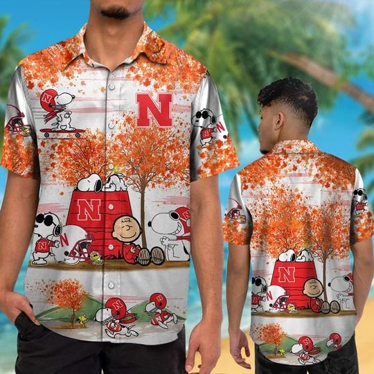Nebraska Cornhuskers Snoopy autumn hawaiian shirtshort