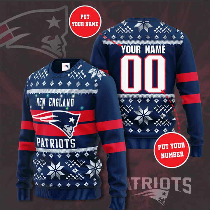 New England Patriots custom personalized ugly Christmas sweater