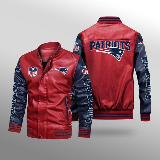 New england patriots leather bomber jacket 4 New england patriots leather bomber jacket